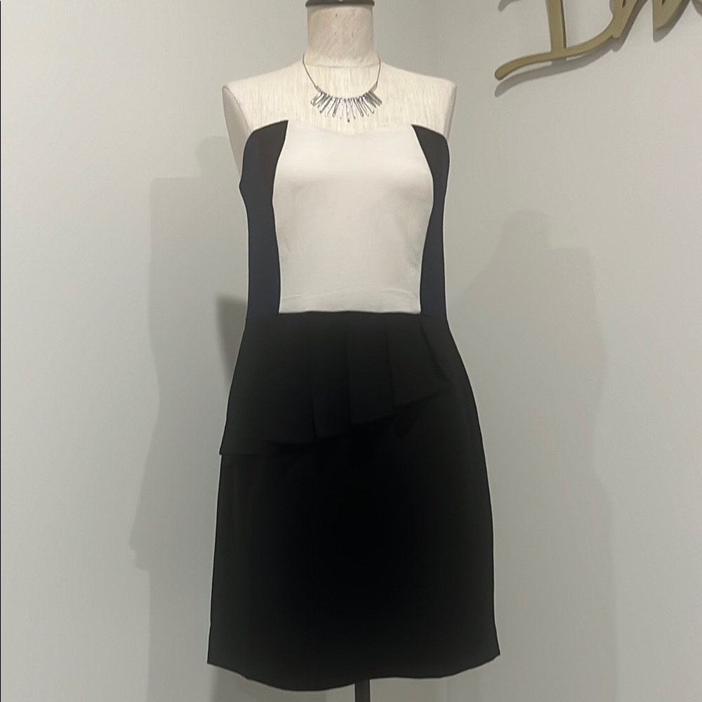 Black and White Strapless Dress